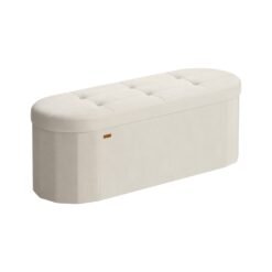 Storage Ottoman Bench Storage Chest 110 L Capacity 38 x 110 x 38 cm Cream White