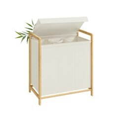 3-Compartment Laundry Basket Dirty Laundry Hamper 150 L Cream White