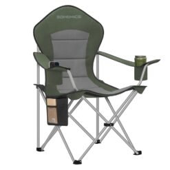 Folding Outdoor Chair with Wide Seat and High Back Green and Grey