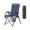 95°-150° Reclining Camping Chair with Padded Seat and Cup Holder Blue