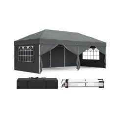 3m x 6m Pop Up Gazebo with 6 Sides for Garden and Patio with UV Protection Dark Grey
