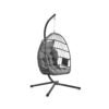 Outdoor Hanging Egg Chair with Foldable Basket and Cushion Grey