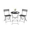 Folding Outdoor Bistro Set with Table and 2 Chairs for Balcony and Garden Ink Black