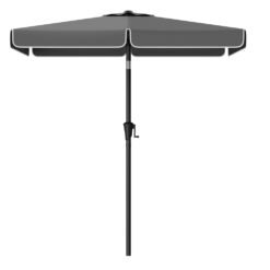 2 x 1.5 m Rectangular Patio Umbrella with 30° Tilt in 2 Directions Grey