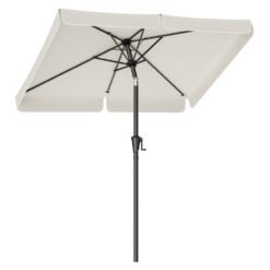 2 x 1.5 m Rectangular Patio Umbrella with 30° Tilt in 2 Directions Beige
