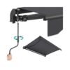 250 x 200 cm Retractable Patio Awning with Manual Crank and Sun Shade Grey