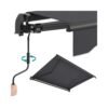 300 x 250 cm Retractable Patio Awning with Manual Crank and Sun Shade Grey