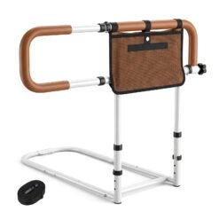 Foldable Bed Rail for Seniors with Adjustable Width and Height-White