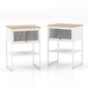 3-Tier Side Table with Storage Shelf for Living Room and Bedroom Set of 2-White