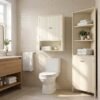 2-Piece Bathroom Cabinet Set with Fluted Doors, Corner & Wall Cabinet