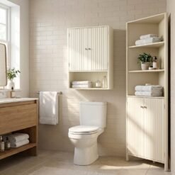 2-Piece Bathroom Cabinet Set with Fluted Doors, Corner & Wall Cabinet