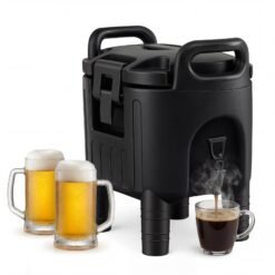 Insulated Beverage Dispenser with Handles and Two-Stage Faucet-Black