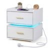Nightstand with Charging Station and 2 Storage Drawers-White
