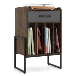 Record Player Stand Turntable Stand with Drawer and Record Holder-Brown