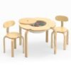 Cute Flower-Shaped Kids Table and 2 Chairs Set with Fabric Storage Bin-Natural