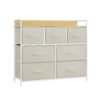 Chest of 7 Drawers Cream White and Oak Beige