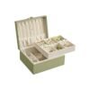 2-Layer Jewellery Box with Handle Removable Jewellery Tray Laurel Green