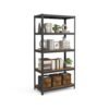 Shelving Unit with Adjustable Storage Shelves Rustic Brown and Black