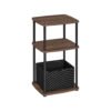 Modern Side Table with 3 Storage Shelves Ebony Walnut