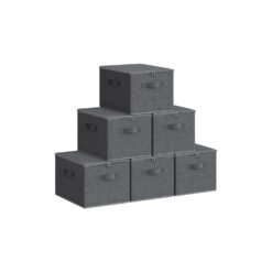 Set of 6 Foldable Storage Organiser Boxes Slate Grey