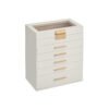 6-Tier Jewellery Box with Glass Lid Cloud White and Gold Colour