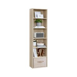 Bookcase 6-Tier Bookshelf 24 x 40 x 178.5 cm Natural Beige