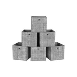 Set of 6 Grey Foldable Storage Organizer Cubes