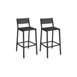 Set of 2 Kitchen Bar Stools Charcoal Gray and Black