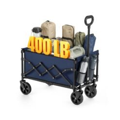 90 L Foldable Camping Cart with Adjustable Handle and 4 Reinforced Wheels Dove Grey