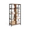 Industrial Brown 4-Layer Bookshelf with Compartment