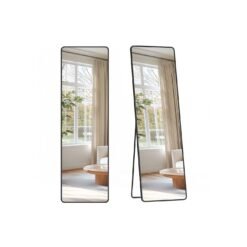 Full Length Mirror 150 x 40 cm Rectangle with Stand Ink Black