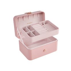 11 x 16 x 8 cm Portable Jewellery Storage Box 2-Layer Jelly Pink