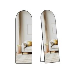 Full Length Mirror Arched Full Body Floor Mirror with Stand 160 x 50 cm Matte Black