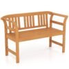 Outdoor Bench Acacia Wood 2-Person Patio Loveseat with Backrest and Armrests