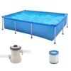 Rectangular Above Ground Swimming Pool Set with Filter Pump-Blue