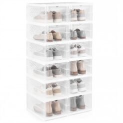 6-Tier Portable Shoe Organizer Set of 2 with Flip Front Door-Transparent
