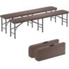 Set of 2 180cm Folding Bench Rattan-Like HDPE Seat with Lock-Coffee