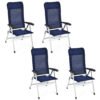 4-Piece Patio Portable Folding Lounge Chair with Raised Backrest-Navy