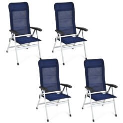 4-Piece Patio Portable Folding Lounge Chair with Raised Backrest-Navy