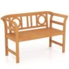 Outdoor Bench Acacia Wood 2-Person Patio Loveseat with Backrest for Porch