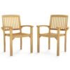 Outdoor Patio Chair with Slatted Seat and Curved Seat Set of 2