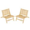 Teak Wood Outdoor Reclining Chair Natural Mid Century Accent Chair Set of 2