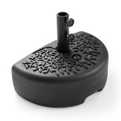 Half Round Patio Umbrella Base Fillable Stand with Decorative Patterns-Black