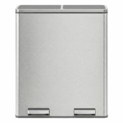 60L Pedal Rubbish Bin, Dual Sections, Soft-Close, Silver