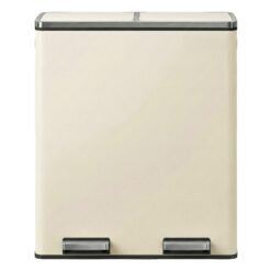 Pedal Recycling Bin, 60L 2-Compartment with Soft-Close Lids, Cream