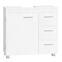 Pedestal Under Sink Bathroom Storage Cabinet, Bathroom vanity unit with 3 Drawers, 30 x 70 x 64 cm, White