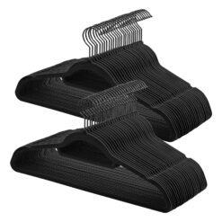 Velvet Hangers, Set of 50 Clothes Hanger with Black Swivel Hook, Non-Slip
