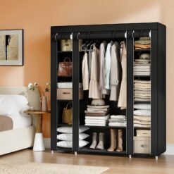 Closet Wardrobe, Portable Closet for Bedroom, Clothes Rail with Fabric Cover