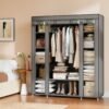 Closet Wardrobe, Portable Closet for Bedroom, Clothes Rail with Fabric Cover