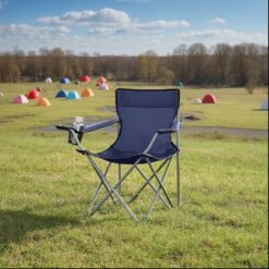 Set of 2 Camping Chairs, Outdoor Folding Chairs with Armrests, 120 kg Capacity